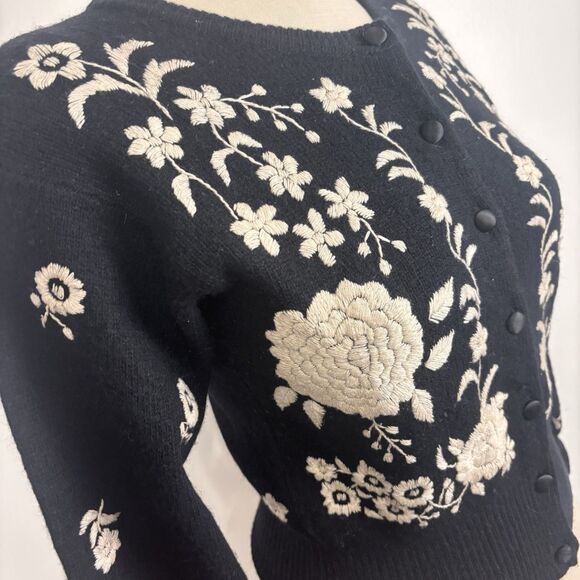 Vintage Woman's Sweater Express Tricot Size XS Lambswool and Angora Rabbit Black - Picture 3 of 10